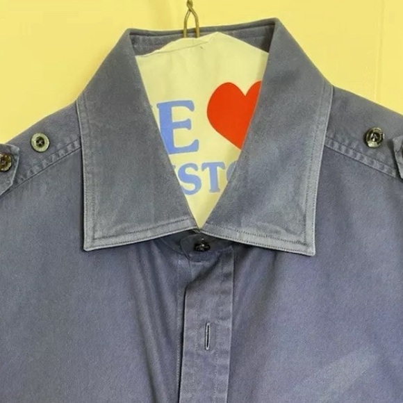 Gucci Duke Mens Button Down Dress Shirt, Blue Double Front Pocket Sz 39/15.5 - Picture 10 of 10